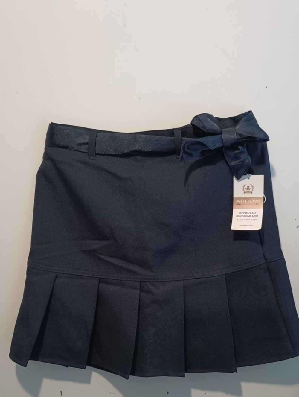 Arrow Navy Pleated Mini Skirt with Side Bow
